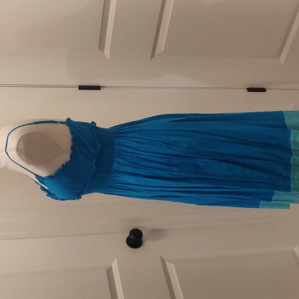 Banana Republic spaghetti stripes blue dress Y2K Cottagecore Vintage Summer - Picture 3 of 10